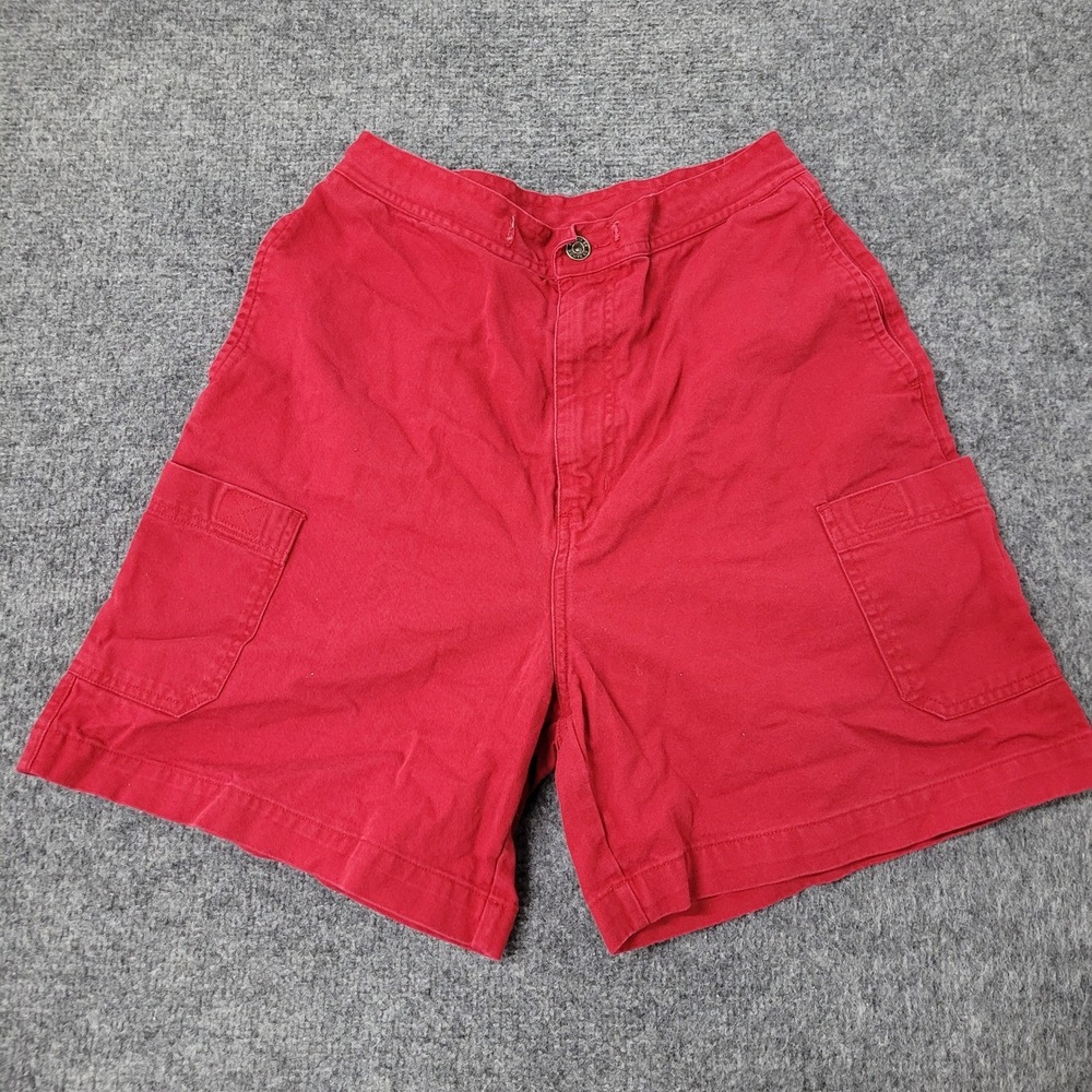 Route 66 Shorts Womens Size 11/12 Red Cotton Cargo High Waisted Casual Classic